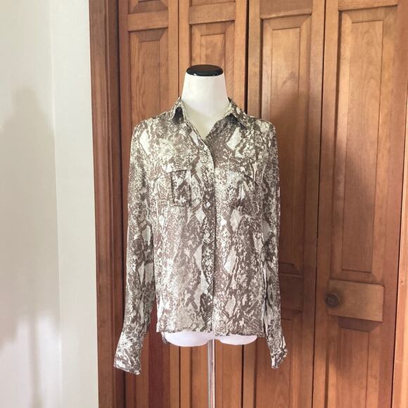 Willi Smith Sheer Snakeskin Print Buttondown Shirt, Size S - Picture 1 of 9